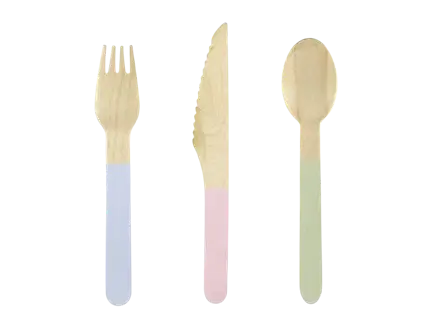 18 coperti in legno pastello