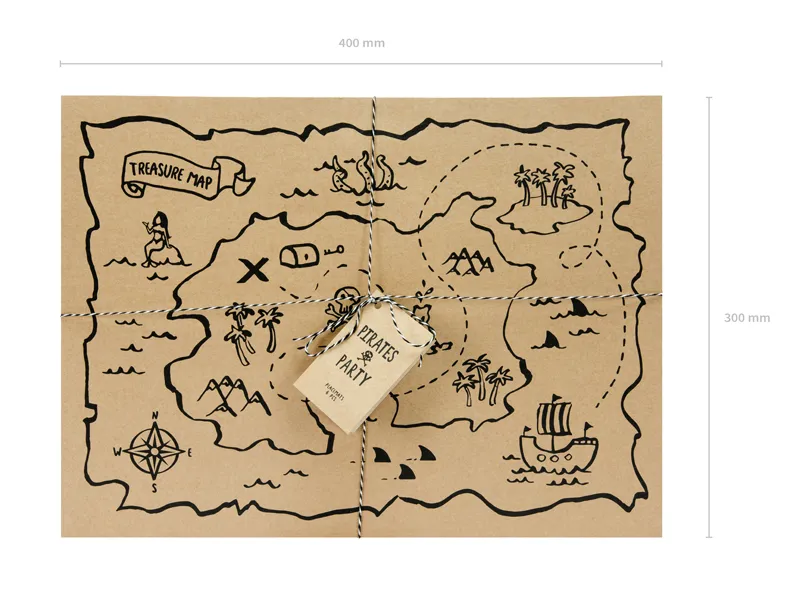 6 tovagliette con mappa del tesoro dei pirati