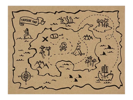 6 tovagliette con mappa del tesoro dei pirati