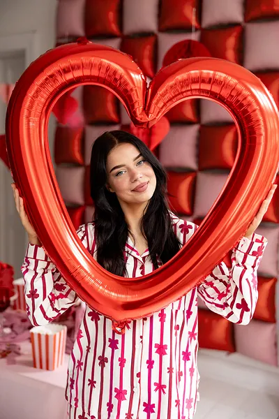 Palloncino in alluminio a forma di cuore rosso