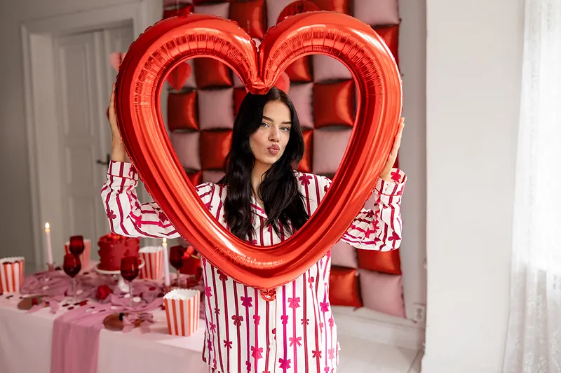 Palloncino in alluminio a forma di cuore rosso