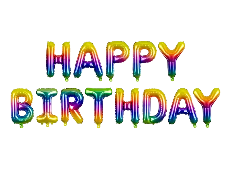 Palloncini multicolore con lettere di buon compleanno