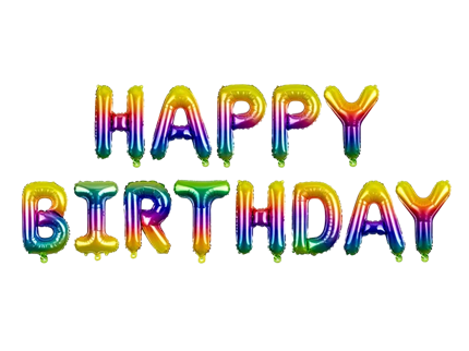 Palloncini multicolore con lettere di buon compleanno