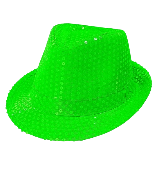 Cappello verde neon con paillettes
