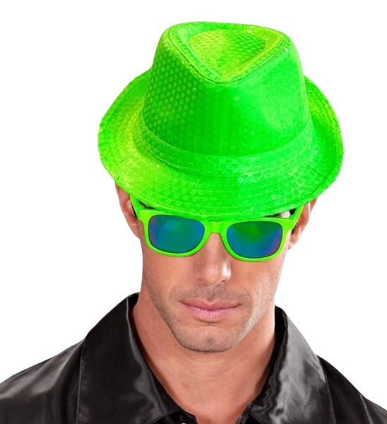 Cappello verde neon con paillettes