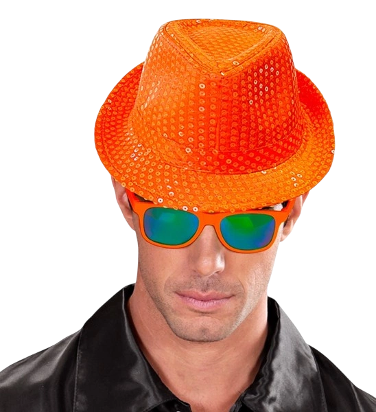 Cappello arancione neon con paillettes