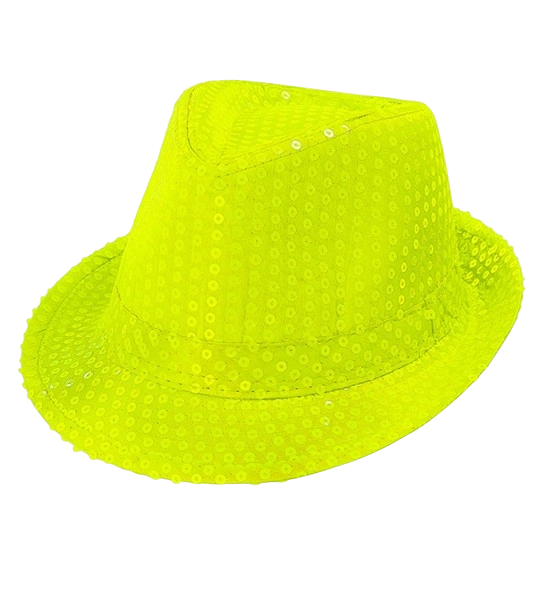 Cappello giallo neon con paillettes