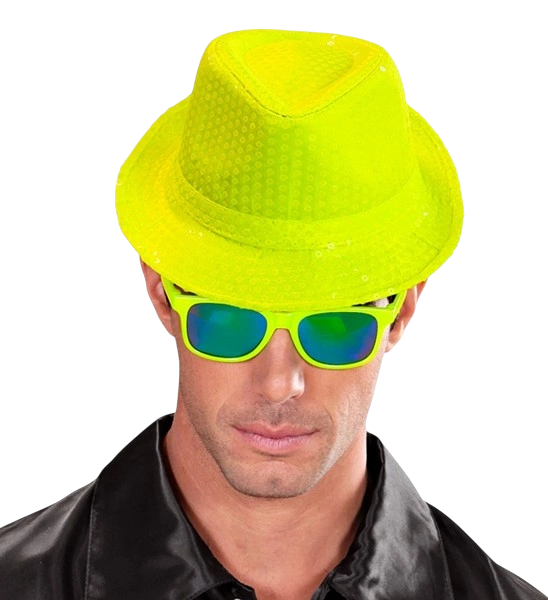Cappello giallo neon con paillettes