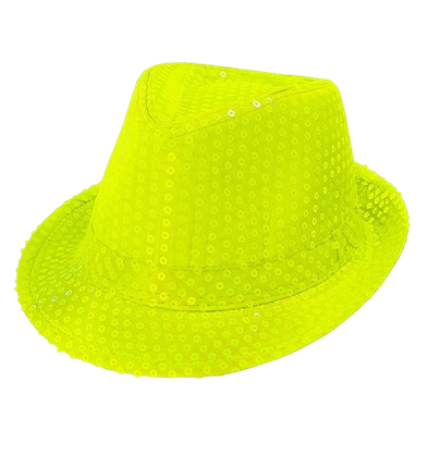 Cappello giallo neon con paillettes