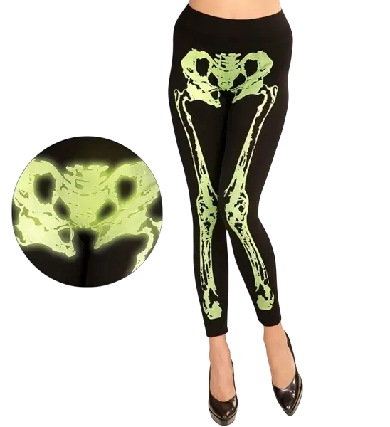 Leggings scheletro verde fluorescente taglia S/M