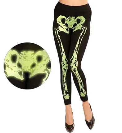 Leggings scheletro verde fluorescente taglia S/M