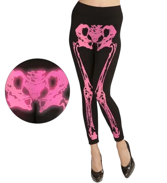 Leggings scheletro rosa fluorescente taglia S/M