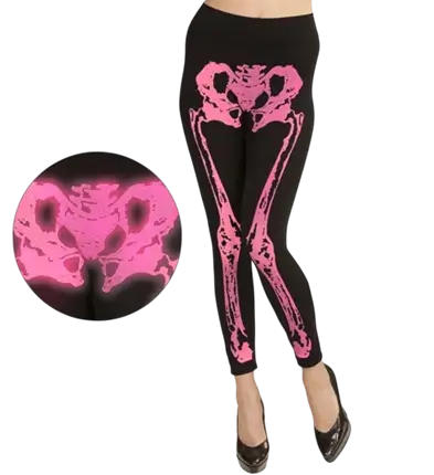 Leggings scheletro rosa fluorescente taglia S/M