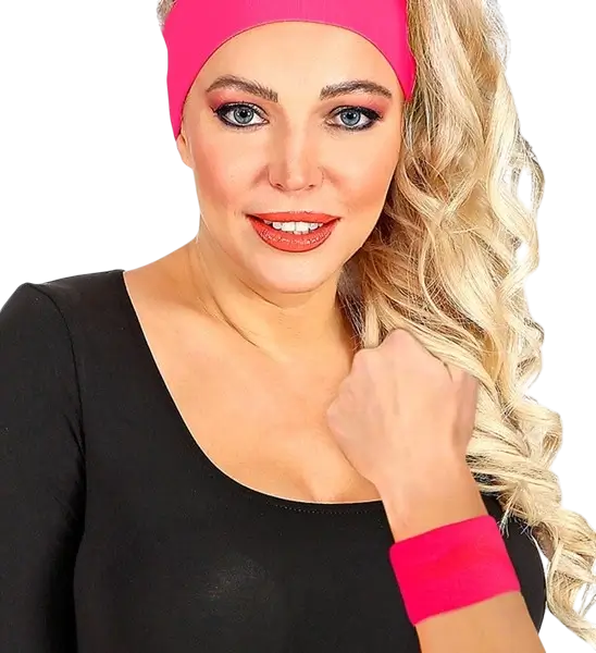 Coppia di polsini rosa neon