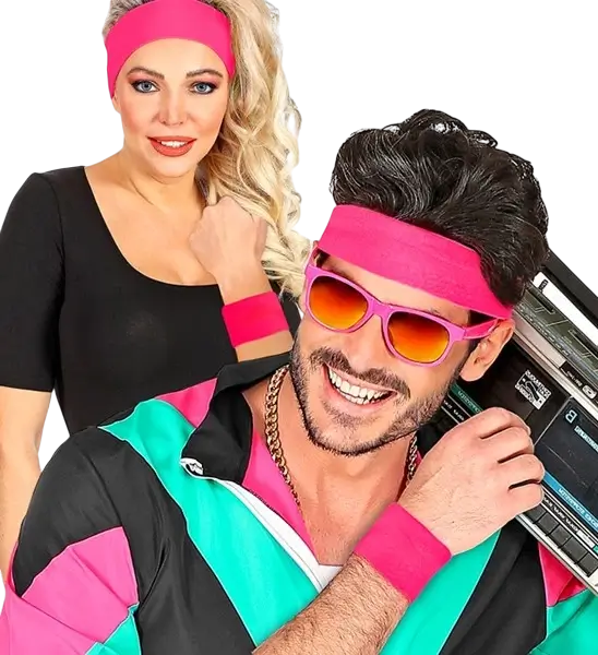 Coppia di polsini rosa neon