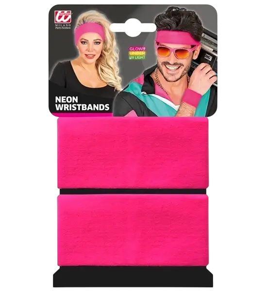 Coppia di polsini rosa neon