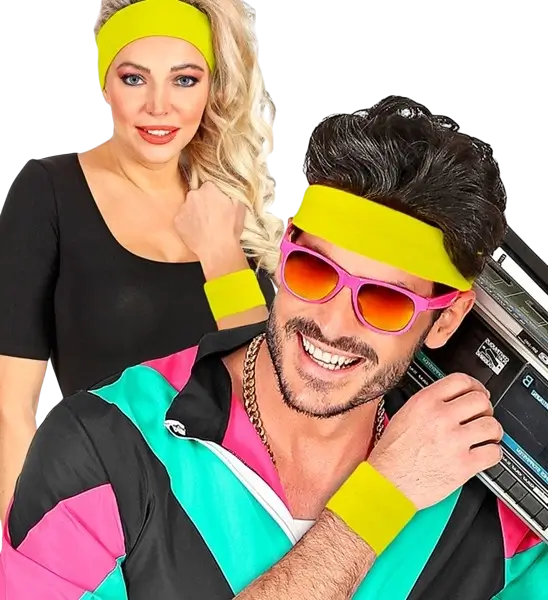 Coppia di polsini giallo neon