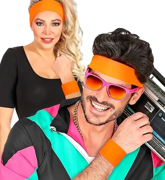 Coppia di polsini arancione fluorescente