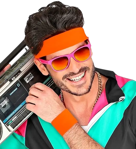 Coppia di polsini arancione fluorescente
