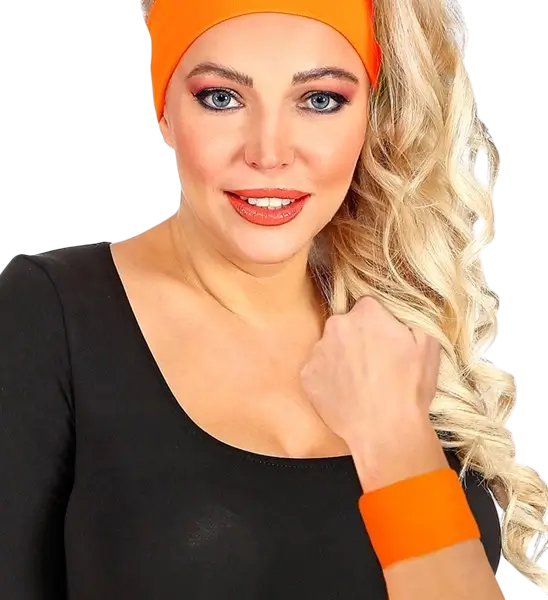 Coppia di polsini arancione fluorescente