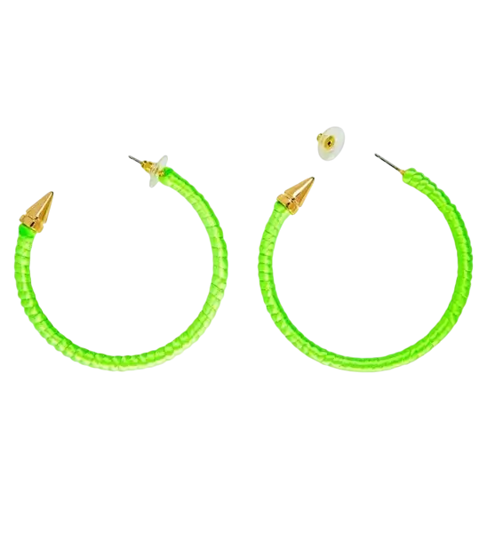 Orecchini a cerchio verdi fluorescenti