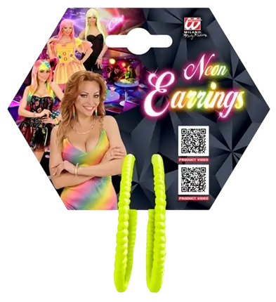 Orecchini a cerchio gialli fluorescenti