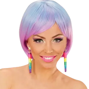Coppia di orecchini, cono multicolore al neon