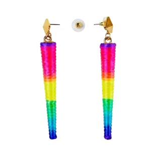 Coppia di orecchini, cono multicolore al neon