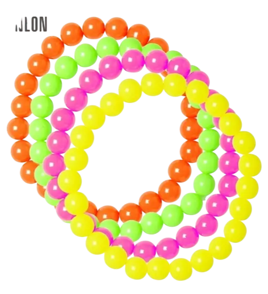 Set di 4 braccialetti di perle fluorescenti