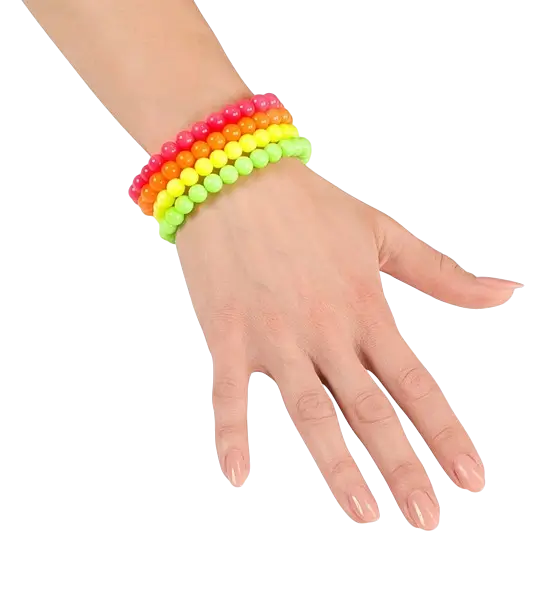Set di 4 braccialetti di perle fluorescenti