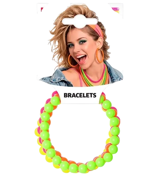 Set di 4 braccialetti di perle fluorescenti