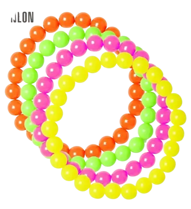 Set di 4 braccialetti di perle fluorescenti