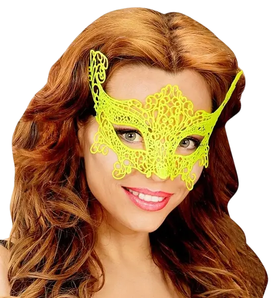 Maschera da lupo giallo neon in pizzo