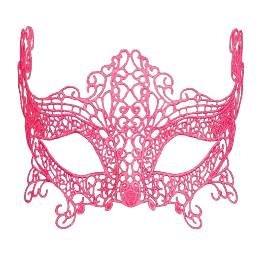 Maschera da lupo in pizzo rosa neon