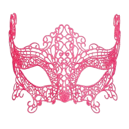 Maschera da lupo in pizzo rosa neon