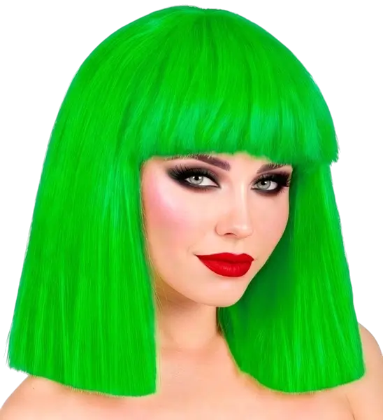 Parrucca verde fluorescente con frangia
