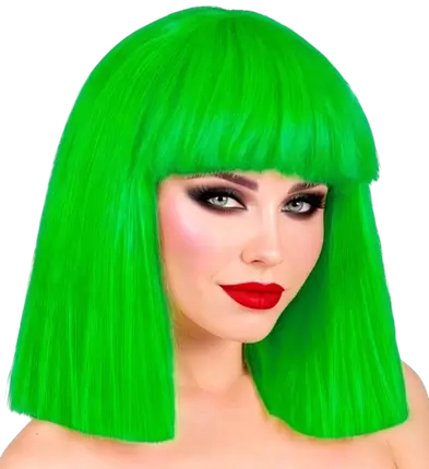 Parrucca verde fluorescente con frangia