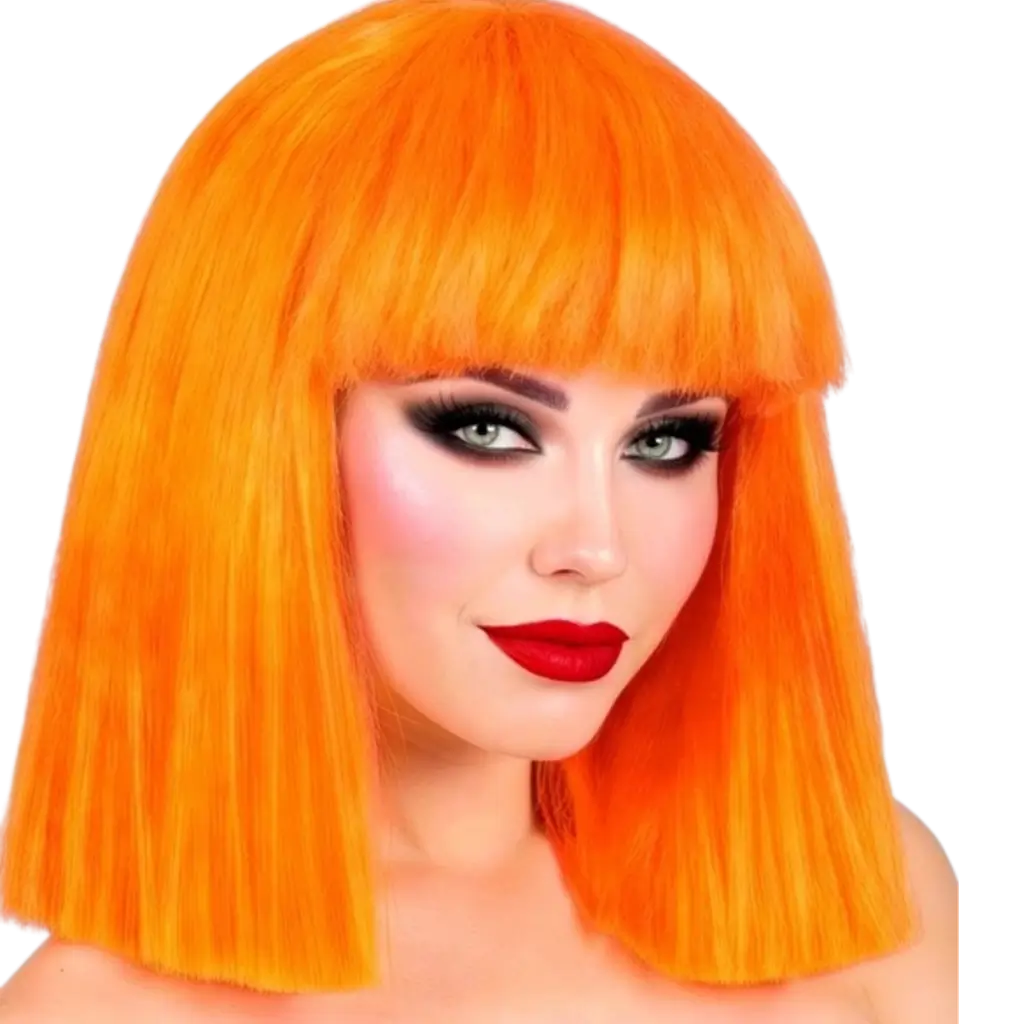 Parrucca da showgirl arancione fluorescente