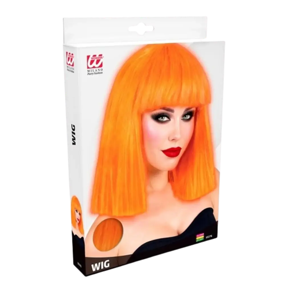 Parrucca da showgirl arancione fluorescente
