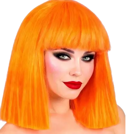 Parrucca da showgirl arancione fluorescente