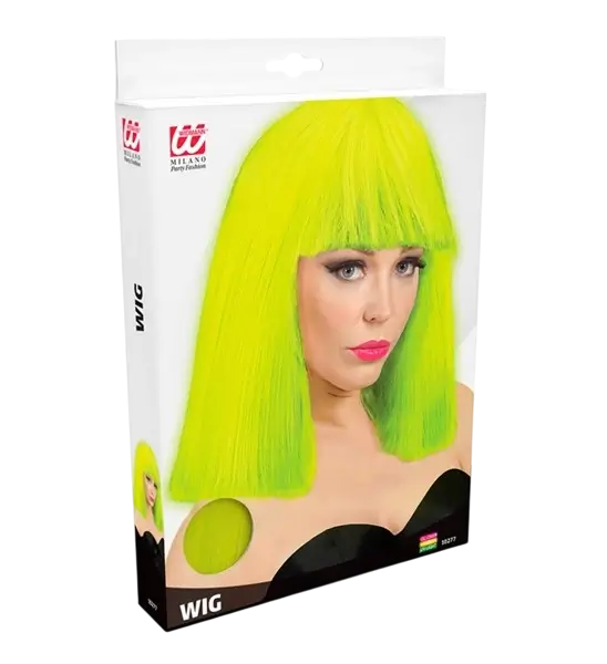 Parrucca giallo fluorescente con frangia