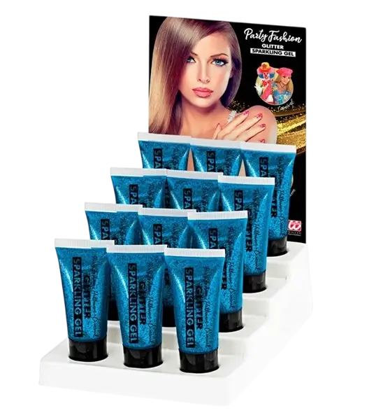 Gel corpo e viso con glitter blu