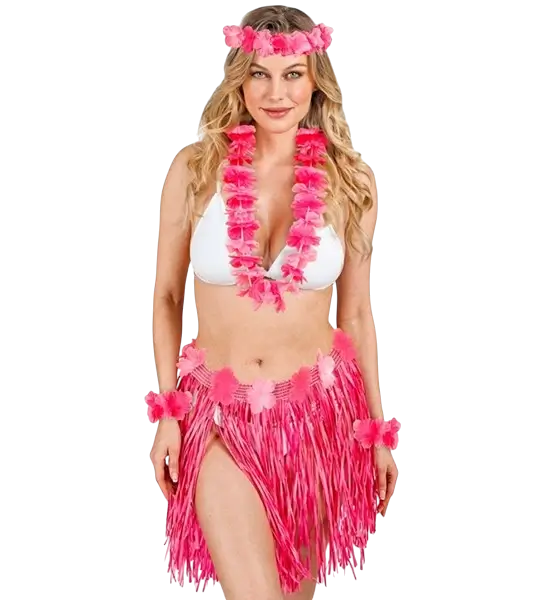Kit di costumi hawaiani rosa