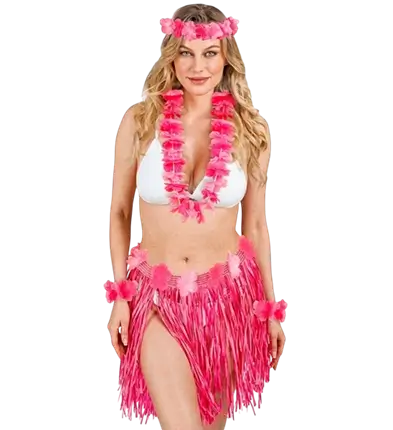 Kit di costumi hawaiani rosa