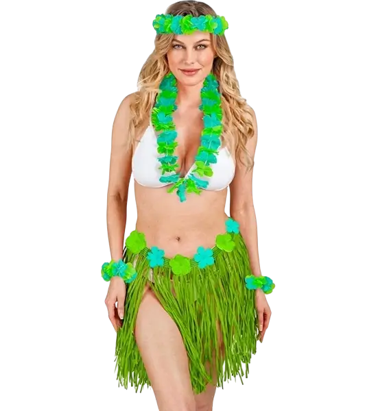Kit di costumi hawaiani verdi