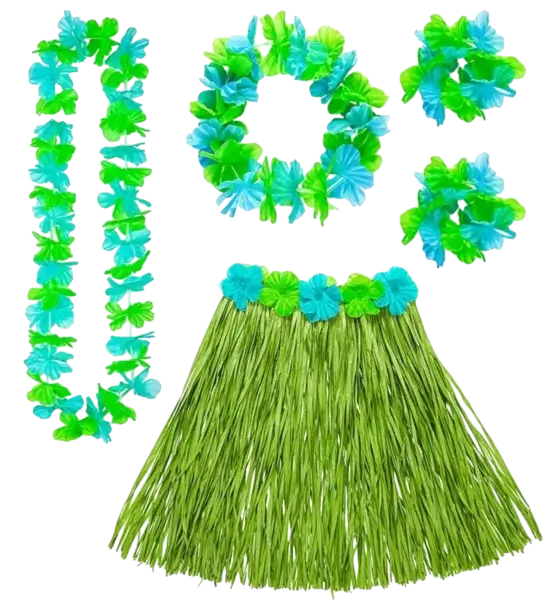 Kit di costumi hawaiani verdi