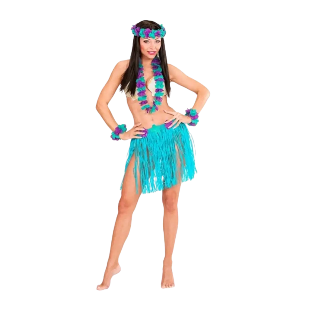 Kit di costumi hawaiani blu