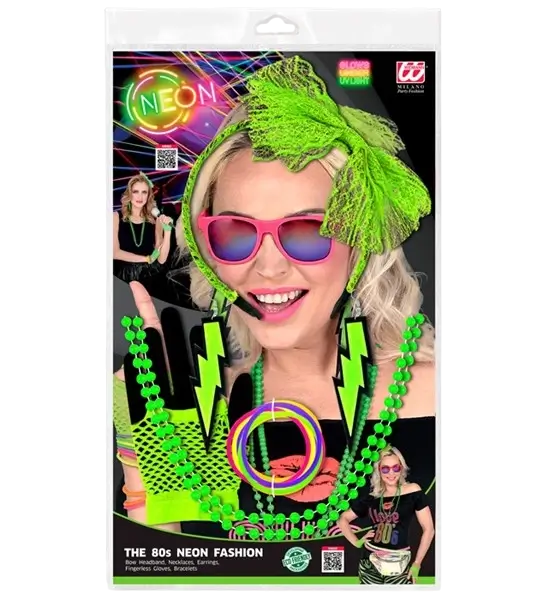 Set di accessori in maschera anni '80 in verde neon