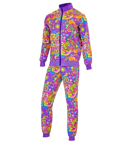 Tuta hippie flower power fluorescente - S
