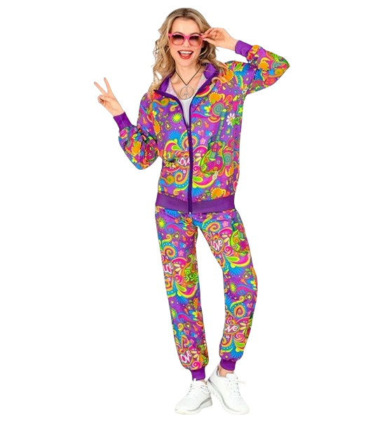 Tuta hippie flower power fluorescente - M